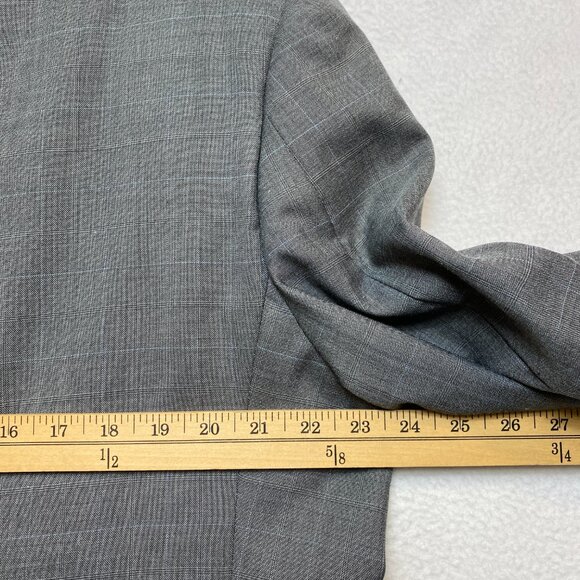 VINTAGE Ermenegildo Zegna Blazer Mens 56R Gray Plaid Sport Coat Notch Patch - Picture 16 of 16
